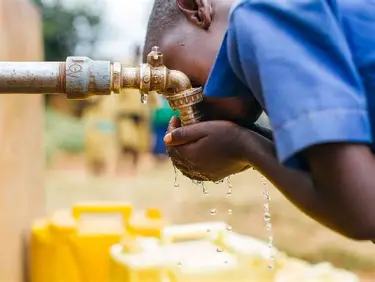 a child drinking clean water